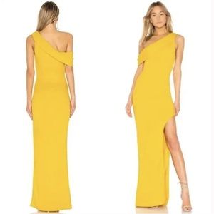 Revolve Lovers and friends yellow gown off the shoulder with slit XS